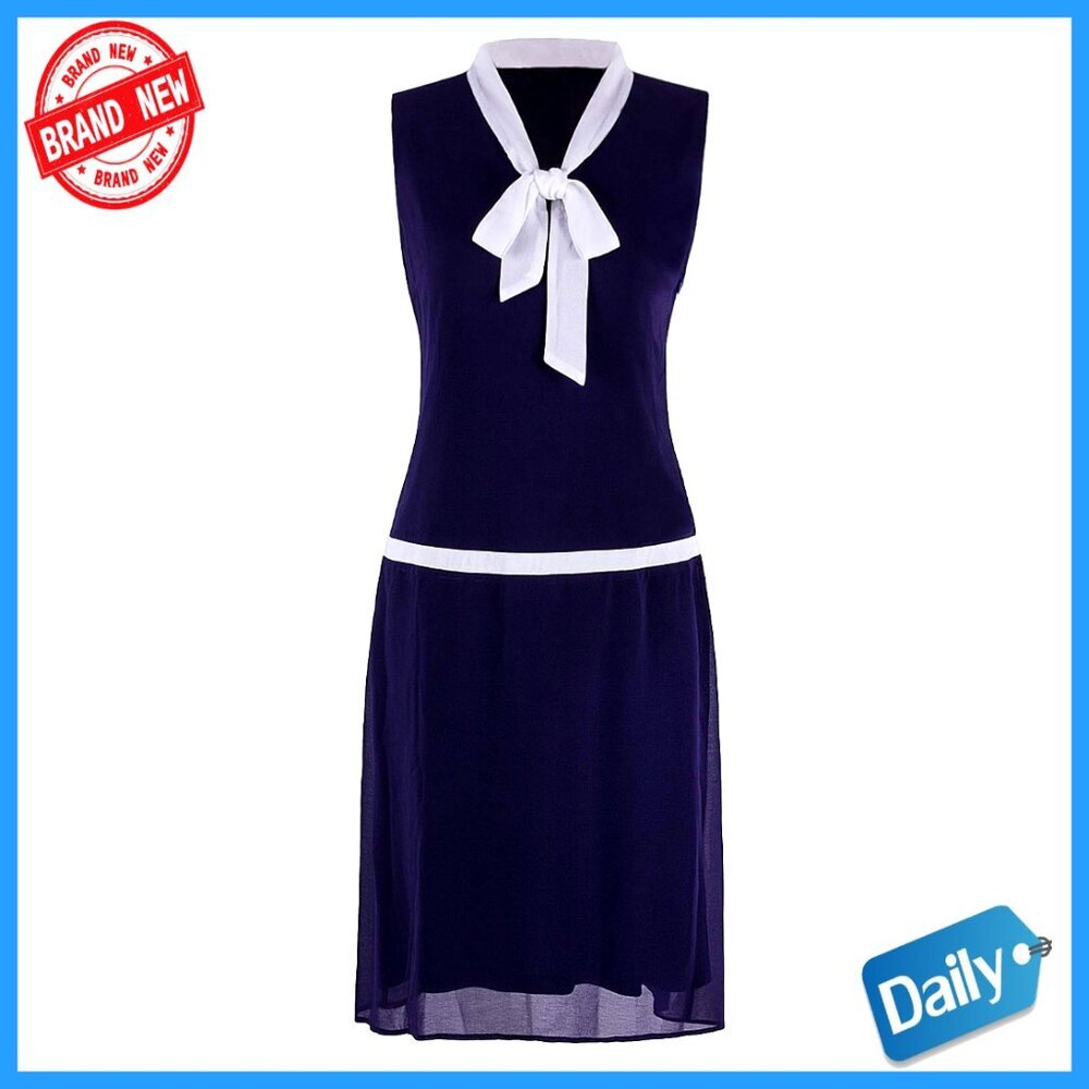 V-Neck Midi Flapper Dress with Bow, 1920s Gatsby Costume, Prom Evening